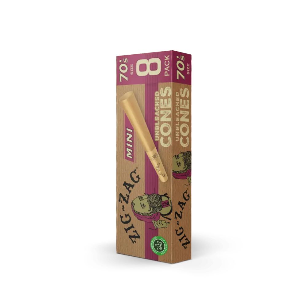 8pk Unbleached Mini Cones (70's Size) - ZIG-ZAG
