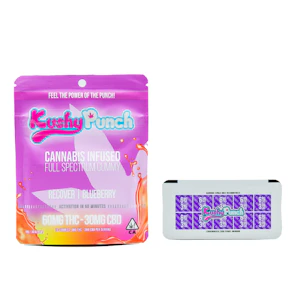 KUSHY PUNCH - 90mg 2:1 THC:CBD Blueberry Recover ORIGINALS (6mg THC, 3mg CBD - 10 Pack) Gummies - Kushy Punch