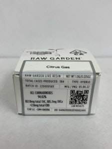 Raw Garden - Citrus Gas 1g Live Resin - Raw Garden