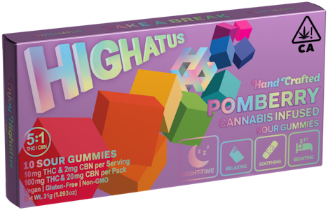 Highatus - PomBerry 5:1 THC:CBN 120mg 10 Pack Sour Gummies - Highatus