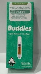 Buddies - Vanilla Frosting 1g Liquid Diamonds Live Resin Cart - Buddies