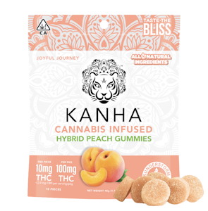 Kanha Edibles - 100mg THC Hybrid Peach Gummies (10mg - 10 pack) - Kanha