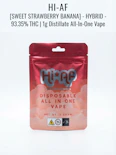 Sweet Strawberry Banana - Hybrid - 93.35% THC | 1g Distillate All-In-One Vape | Hi-AF - OO6 FRONT
