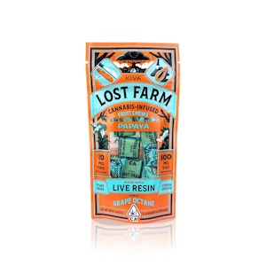 KIVA - LOST FARM - Edible - Papaya - Grape Octane - Live Resin Fruit Chews - 100MG