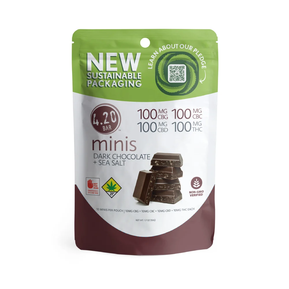 420 Mini | Dark Chocolate Sea Salt 1:1:1:1 | DOH | 10pk |  100mg CBD : 100mg THC : 100mg CBG : 100mg CBC