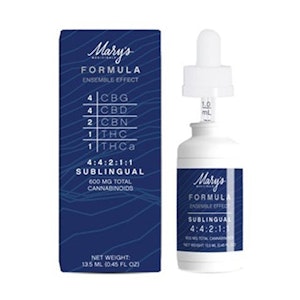 MARY'S MEDICINALS - Mary's Medicinal Formula 4:4:2:1:1 CBG:CBD:CBN:THC:THCA Tincture 600mg 