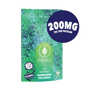 Choice - SUPER SOUR Raz Apple Gummies 200MG (10x20MG) 