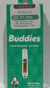 Buddies -  Papaya 1.0g Live resin Liquid Diamonds Cartridge - Buddies