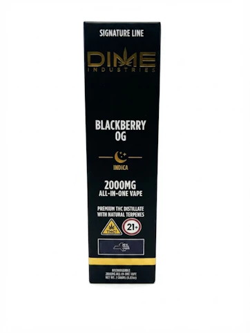 Dime Industries - Blackberry OG- Indica - 78.70% THC | 2g AIO (Vape Pen) | Dime- XXX9 Back