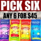 #ON SALE -GET ANY 6 BURSTS GUMMYS FOR $45-MIX N MATCH-THATS 600MG THC FOR ONLY $45-NO LIMIT-CANNOT COMBINE WITH % DISCOUNTS