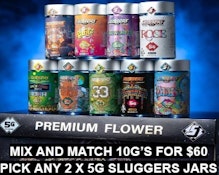 10G'S FOR $60 -PICK 2 X 5G SLUGGERS INDOOR SMALLS---MIX N MATCH -CANNOT COMBINE WITH % DISCOUNTS-3 STRAINS TO PICK FROM