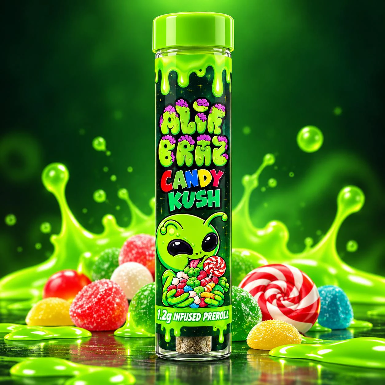 Alien Brainz - Alien Brainz - 1.2G Infused Candy Kush Pre-Roll Main Image