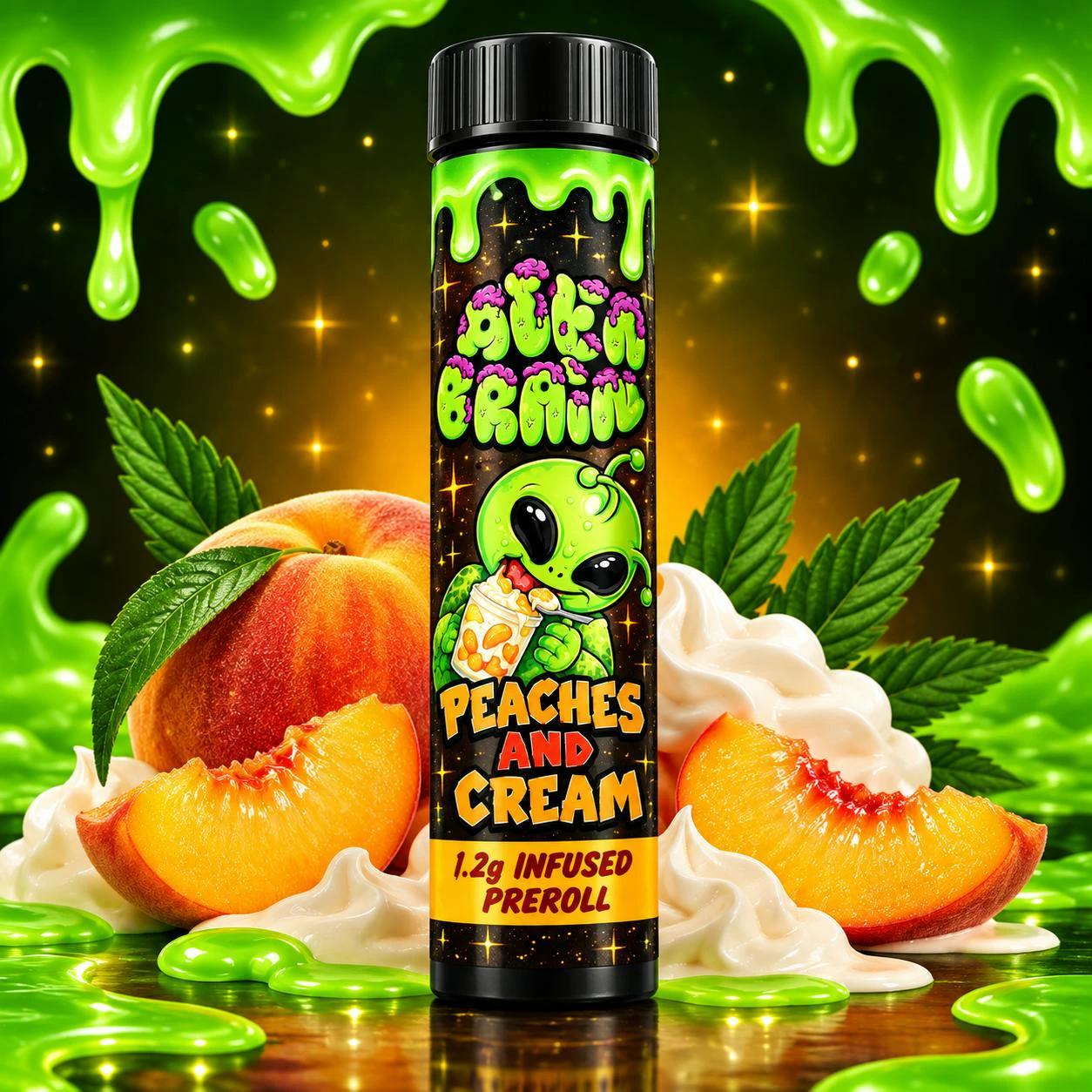 Alien Brainz - Alien Brainz - 1.2G Infused Peaches & Cream Pre-Roll Main Image