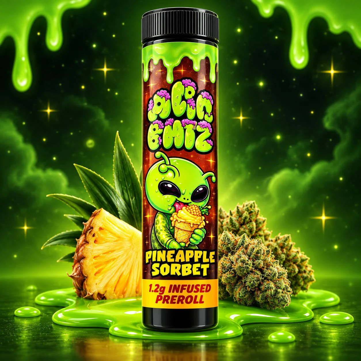 Alien Brainz - Alien Brainz - 1.2G Infused Pineapple Sorbet Pre-Roll Main Image