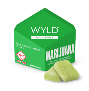 WYLD - WYLD - SOUR APPLE 100MG SATIVA GUMMIES