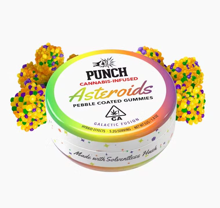Punch Edibles & Extracts - SOLVENTLESS - ASTEROIDS PEBBLE COATED GUMMIES - GALACTIC FUSION 100MG - PUNCH EDIBLES & EXTRACTS Main Image