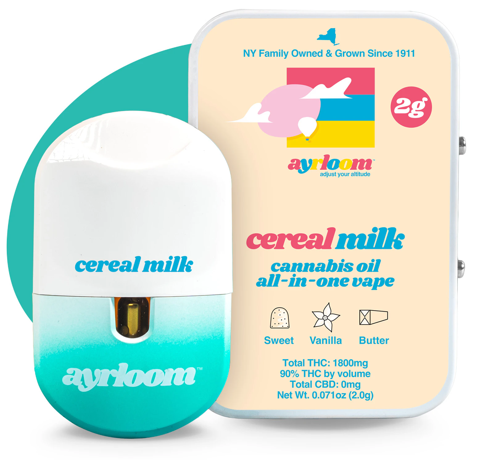 ayrloom - Ayrloom AU - Vape 2.0g AIO (1800THC) - Cereal Milk Main Image