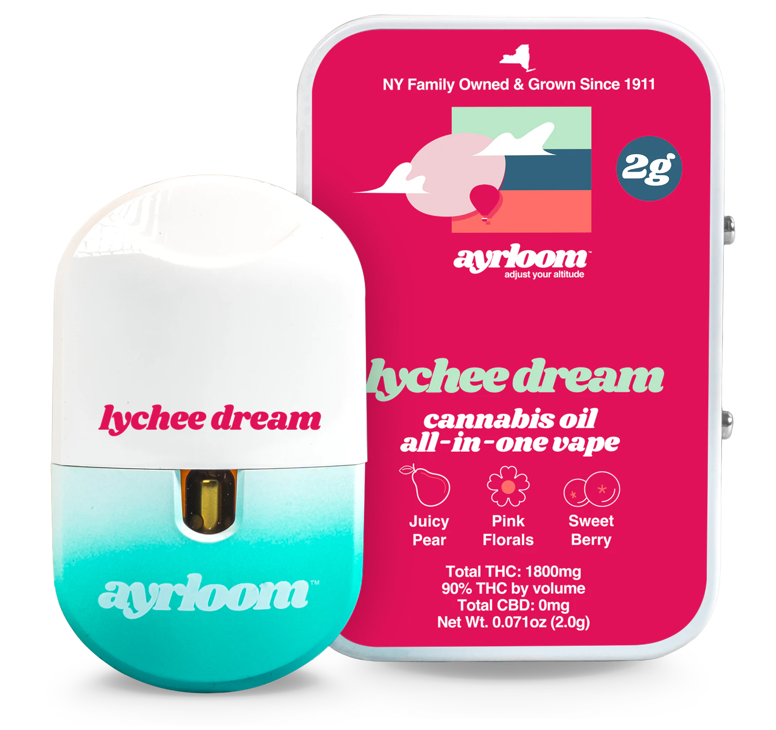 ayrloom - Ayrloom - Lychee Dream - 90% THC - 2.0g - AIO Vape Main Image