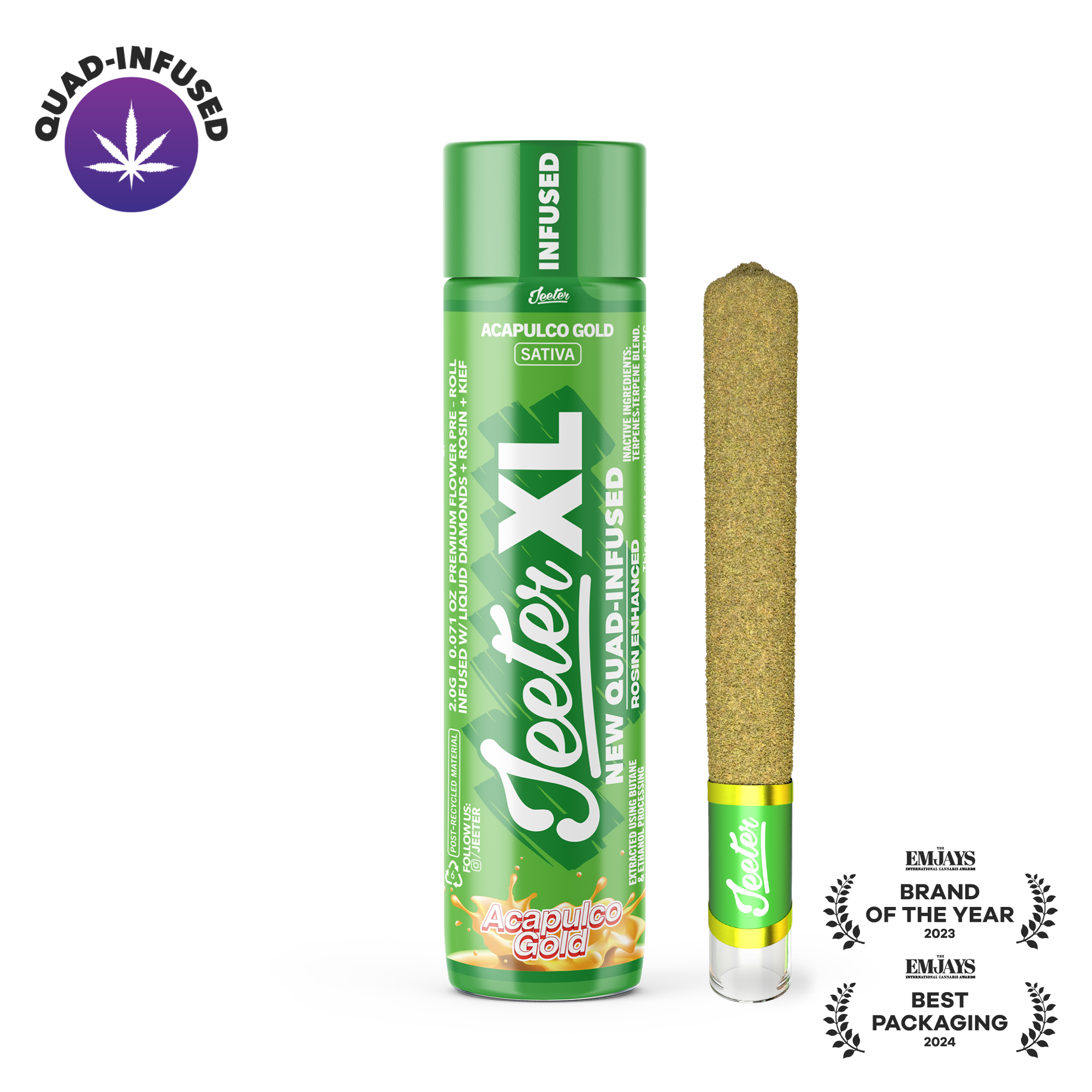 is there zero nicotine vapes Jeeter XL - Acapulco Gold Quad-Infused - 2g - Preroll