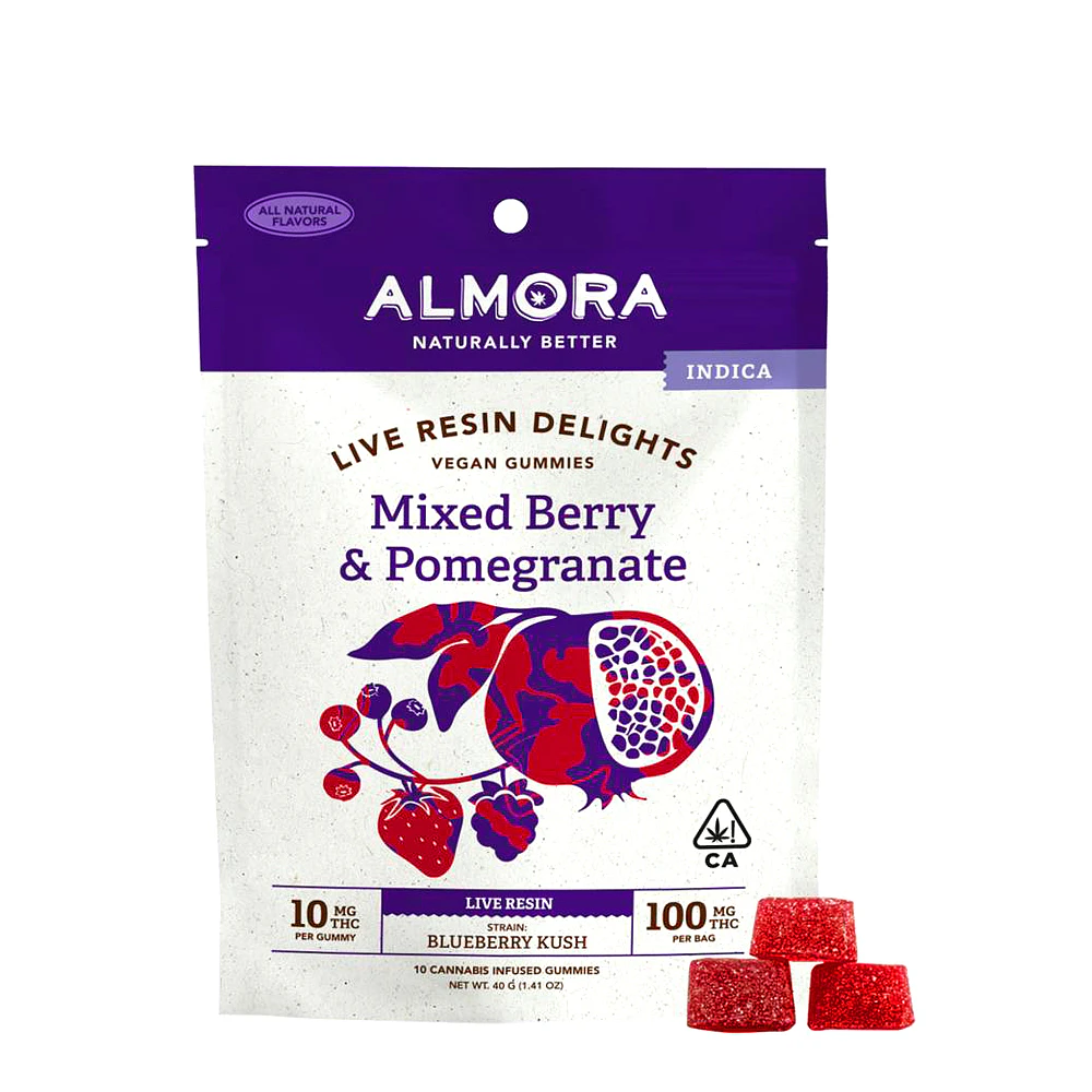 ALMORA FARMS - Mixed Berry & Pomegranate Live Resin Gummies Main Image