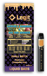 Legit Labs Post-less Disposable - Apples and Bananas x Nic the Bruiser Live Resin - 1g