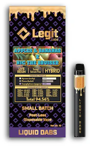 Legit Labs - Legit Labs Post-less Disposable - Apples and Bananas x Nic the Bruiser Live Resin - 1g
