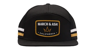 March and Ash - Black Hat w/ Patch and Stripes - Snapback