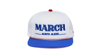 March and Ash - White Hat Blue Bold Logo w/rope - Kamel