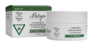 MARY'S MEDICINALS: Relief Transdermal Compound 1:1 (CBD:THC) Cream