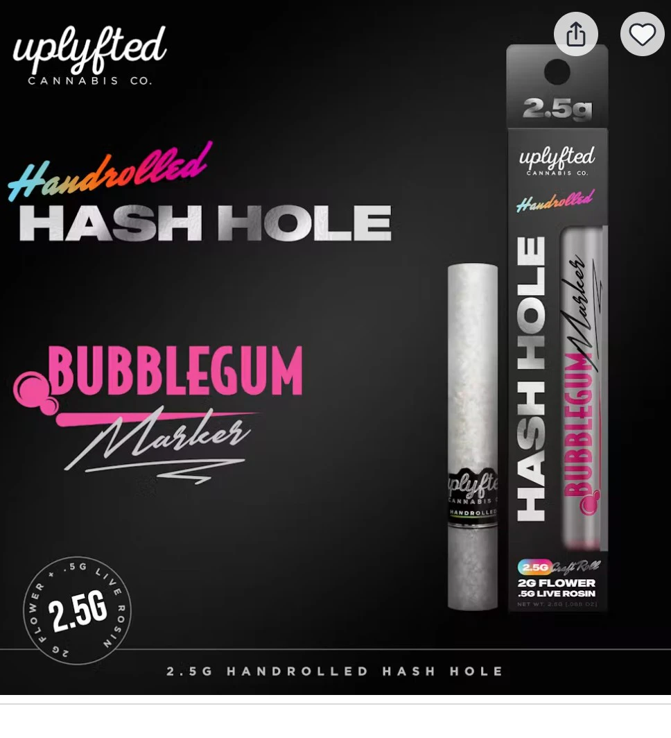 Donut -  Uplyfted-Donut-Live Rosin-Bubblegum Marker X Cap Junky-.5g Hash Rosin-2.5g-37.02% Main Image