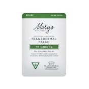 1:1 CBD:THC RELIEF TRANSDERMAL PATCH - MARY'S MEDICINALS