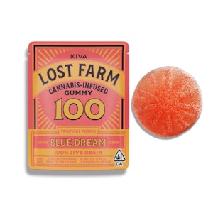 Kiva Confections - LOST FARM - SINGLE TROPICAL PUNCH LIVE RESIN GUMMY 100MG - KIVA CONFECTIONS