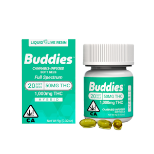 BUDDIES - LIQUID LIVE RESIN - 50MG SATIVA CAPS (20CT) - BUDDIES