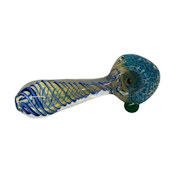 4" BLUE GREEN SWIRLED HAND PIPE - GLASS