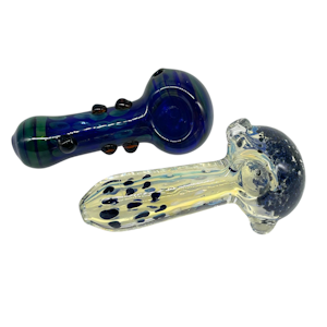 GLASS - BLUE DARK SPECKLED HAND PIPE - GLASS