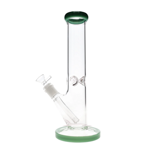 GLASS - 10" GREEN 9MM STRAIGHT WATER PIPE - GLASS
