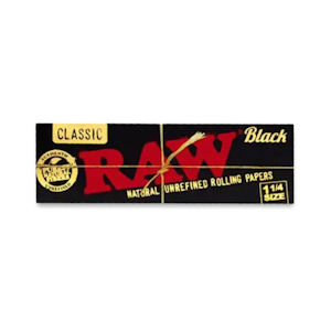 RAW - 1 1/4 BLACK ORGANIC ROLLING PAPER - RAW