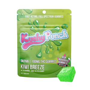 KUSHY PUNCH - SATIVA - KIWI INDIVIDUAL GUMMIES 100MG - KUSHY PUNCH