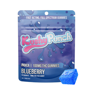 KUSHY PUNCH - INDICA - BLUEBERRY INDIVIDUAL GUMMIES 100MG - KUSHY PUNCH