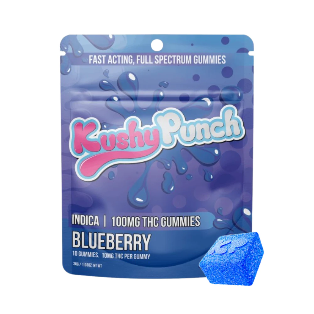 Kushy Punch - INDICA - BLUEBERRY INDIVIDUAL GUMMIES 100MG - KUSHY PUNCH Main Image