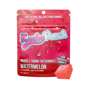 KUSHY PUNCH - INDICA - WATERMELON INDIVIDUAL GUMMIES 100MG - KUSHY PUNCH