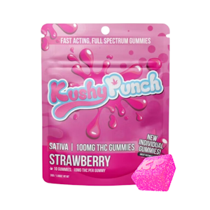 KUSHY PUNCH - SATIVA - STRAWBERRY INDIVIDUAL GUMMIES 100MG - KUSHY PUNCH