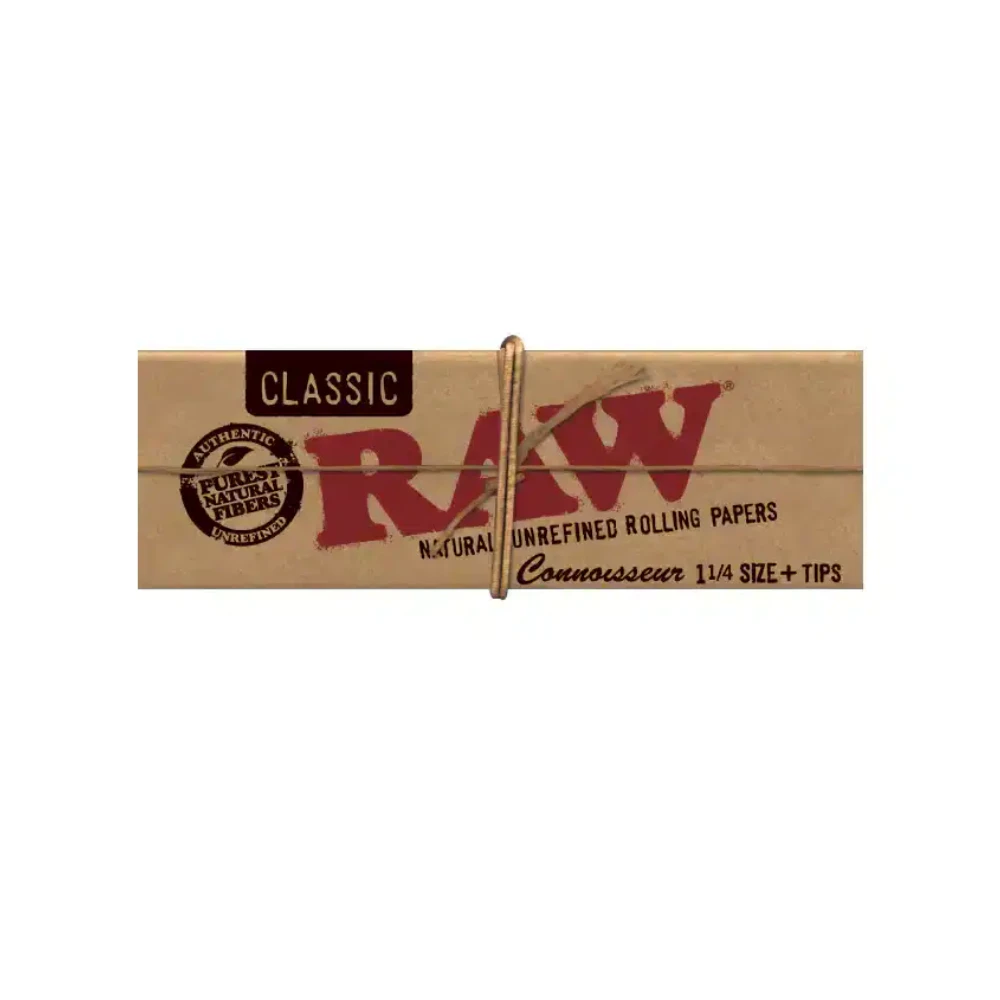 RAW - 1 1/4 CLASSIC CONNOISSEUR ROLLING PAPERS W/TIPS - RAW Main Image