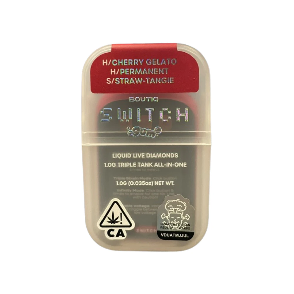 Boutiq - CHERRY GELATO (H) X PERMANENT (H) X STRAW-TANGIE (S) LIQUID DIAMOND DUAL AIO V5 DISPOSABLE 1G - BOUTIQ Main Image
