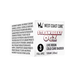 West Coast Cure - STRAWBERRY OGZ LIVE ROSIN COLD CURE BADDER - TIER 3 - 1G - WEST COAST CURE