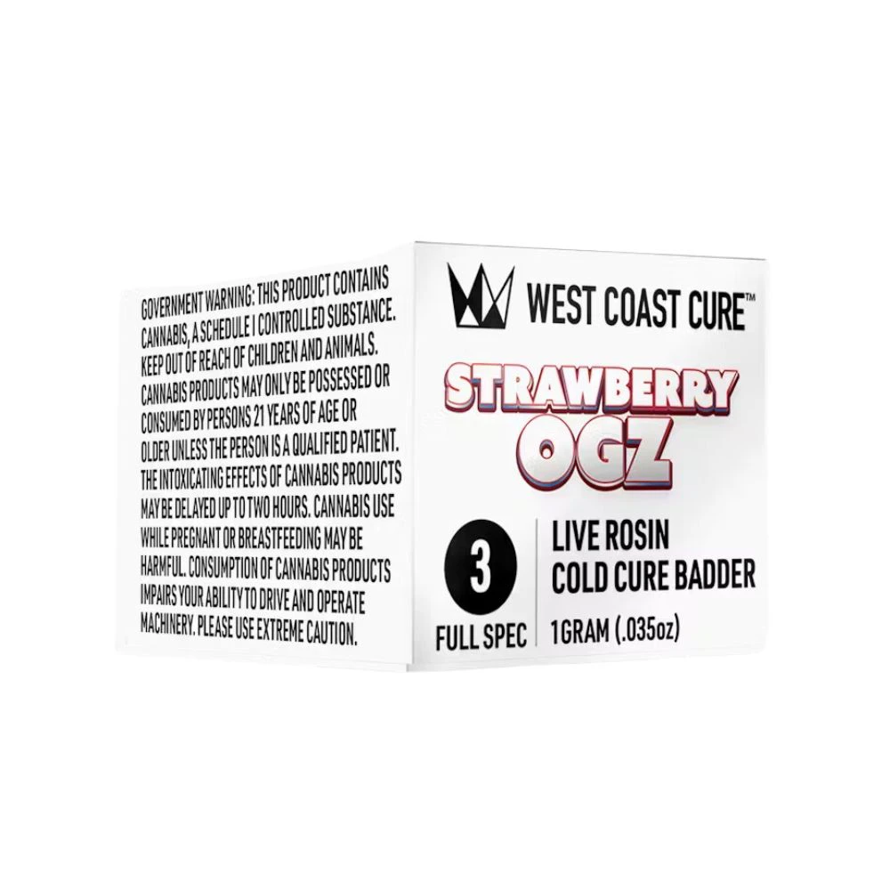 West Coast Cure - STRAWBERRY OGZ LIVE ROSIN COLD CURE BADDER - TIER 3 - 1G - WEST COAST CURE Main Image