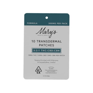 MARY'S MEDICINALS - FORMULA 3:2:1 THC:CBD:CBN PATCH (10CT) 300MG - MARY'S MEDICINALS