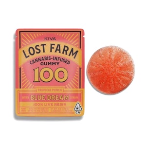 Kiva Confections - LOST FARM SINGLE GUMMY - TROPICAL PUNCH 100MG (BLUE DREAM) - KIVA CONFECTIONS
