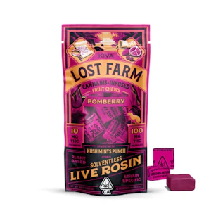 Kiva Confections - LOST FARM ROSIN CHEWS - POMBERRY PUNCH 100MG (KUSH MINTS PUNCH) - KIVA CONFECTIONS