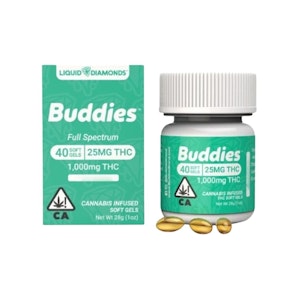 BUDDIES - LIQUID LIVE RESIN - 25MG HYBRID CAPS (40CT) - BUDDIES